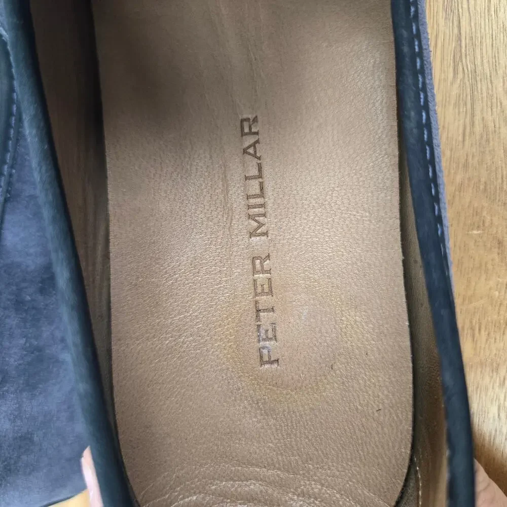 Peter Millar Mens 9M Crown Crafted Coastal Slip On Navy Suede Espadrille Loafer